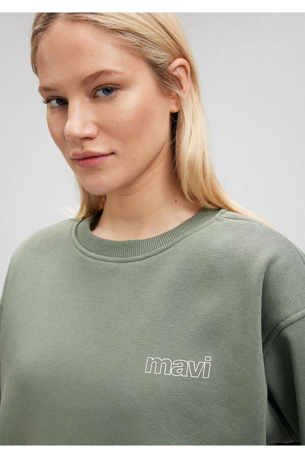 Logo Printed Khaki Sweatshirt 1611656-80692 - 6