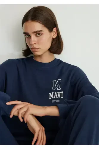 Logo Printed Navy Blue Sweatshirt 1s10148-70488-Navy Blue - MAVI (1)
