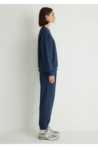 Logo Printed Navy Blue Sweatshirt 1s10148-70488-Navy Blue - 6