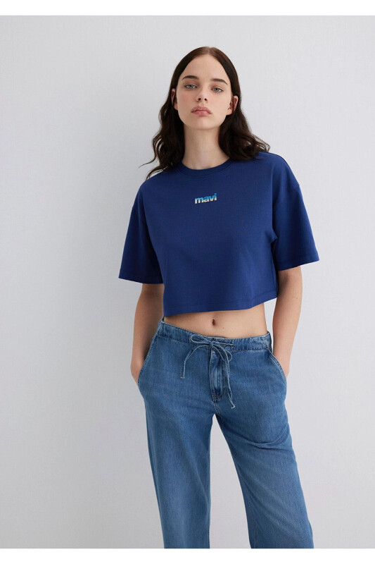 Logo Printed Navy Blue T-Shirt Standard 1613561-7072 - MAVI