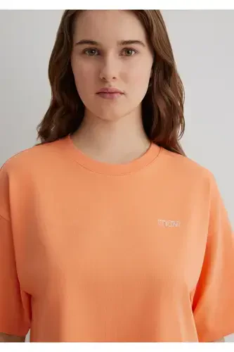 Logo Printed Orange Crop T-Shirt Crop / Short Cut - 6