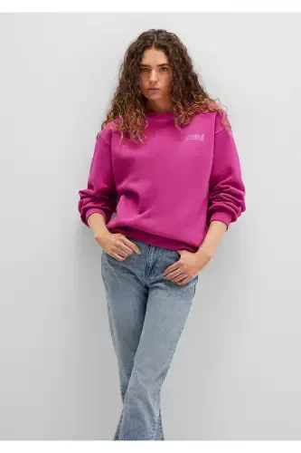 Logo Printed Pink Sweatshirt 1611656-70943-Pink - 3