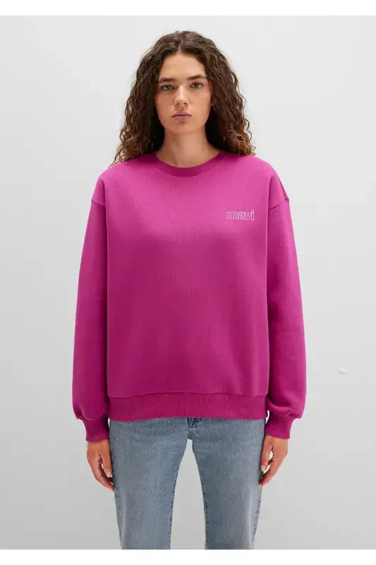 Logo Printed Pink Sweatshirt 1611656-70943-Pink - 4