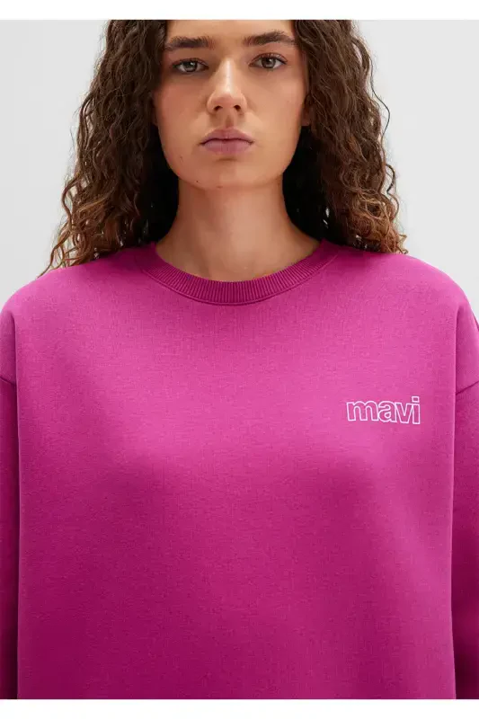 Logo Printed Pink Sweatshirt 1611656-70943-Pink - 6