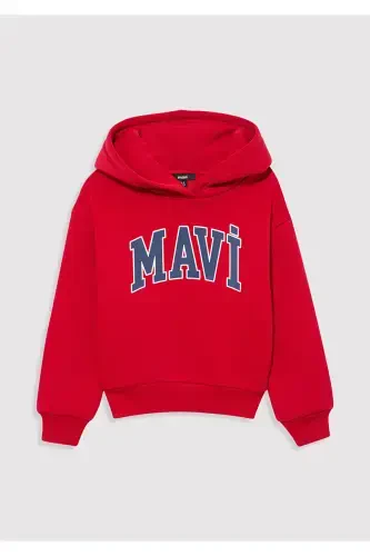 Logo Printed Red Hooded Sweatshirt 6610110-70464 - MAVI (1)