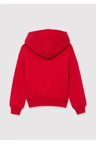Logo Printed Red Hooded Sweatshirt 6610110-70464 - 3
