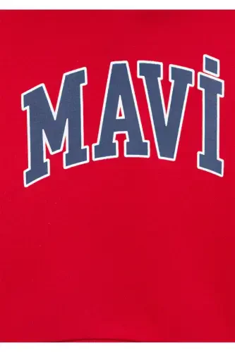 Logo Printed Red Hooded Sweatshirt 6610110-70464 - 5