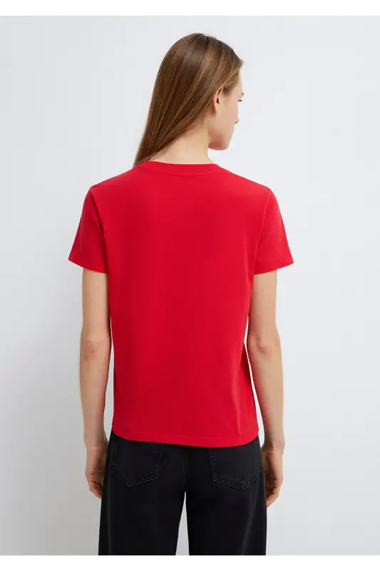 Logo Printed Red T-Shirt Semi Slim Fit / Semi-Fitted - 6