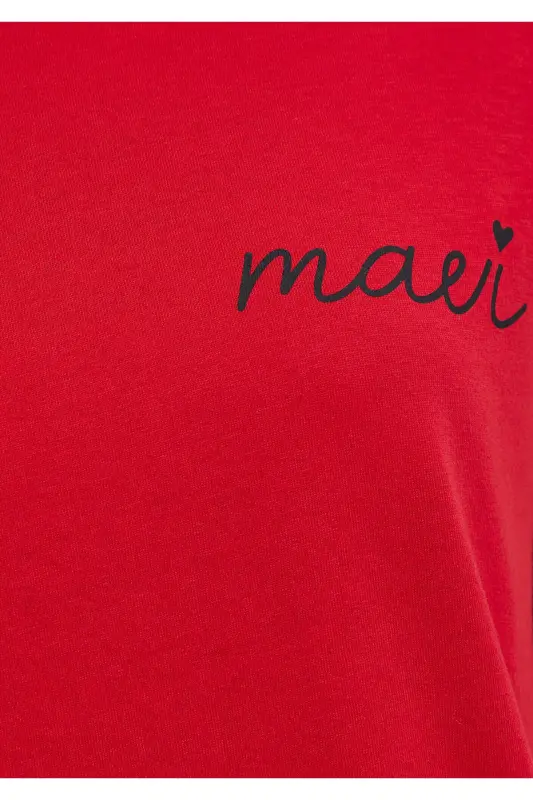 Logo Printed Red T-Shirt Semi Slim Fit / Semi-Fitted - 8