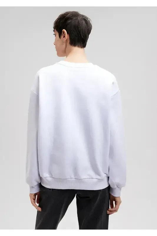 Logo Printed White Sweatshirt 1611656-620-White - 4