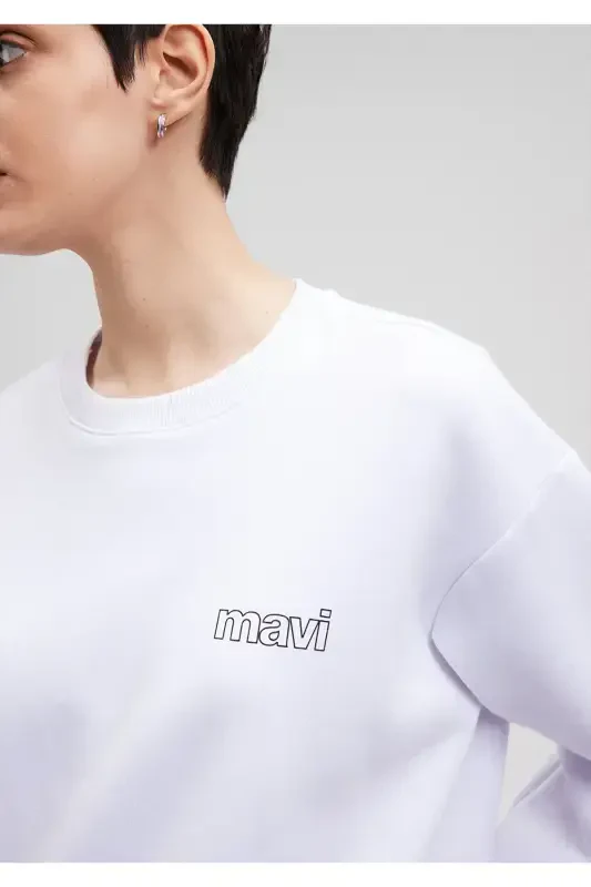 Logo Printed White Sweatshirt 1611656-620-White - 5