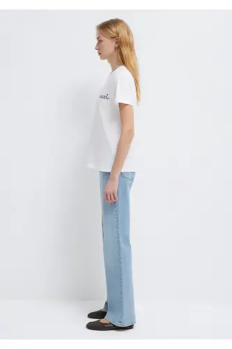 Logo Printed White T-Shirt Semi Slim Fit - 4