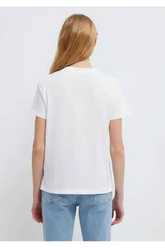 Logo Printed White T-Shirt Semi Slim Fit - 5