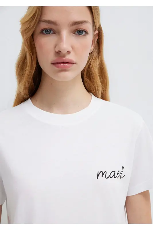 Logo Printed White T-Shirt Semi Slim Fit - 6