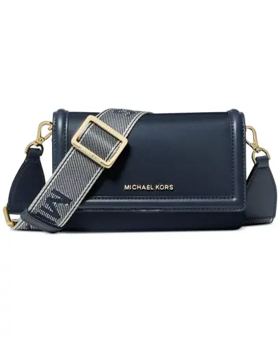 Logo Small Nylon Crossbody with Webbing Strap -Navy 
