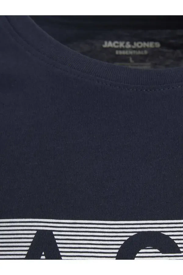 Logolu Bisiklet Yaka Tisört- Büyük Beden-Navy Blazer - 2