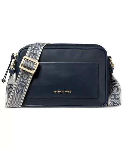 Logo Large Nylon Crossbody with Webbing Strap -Navy - 1