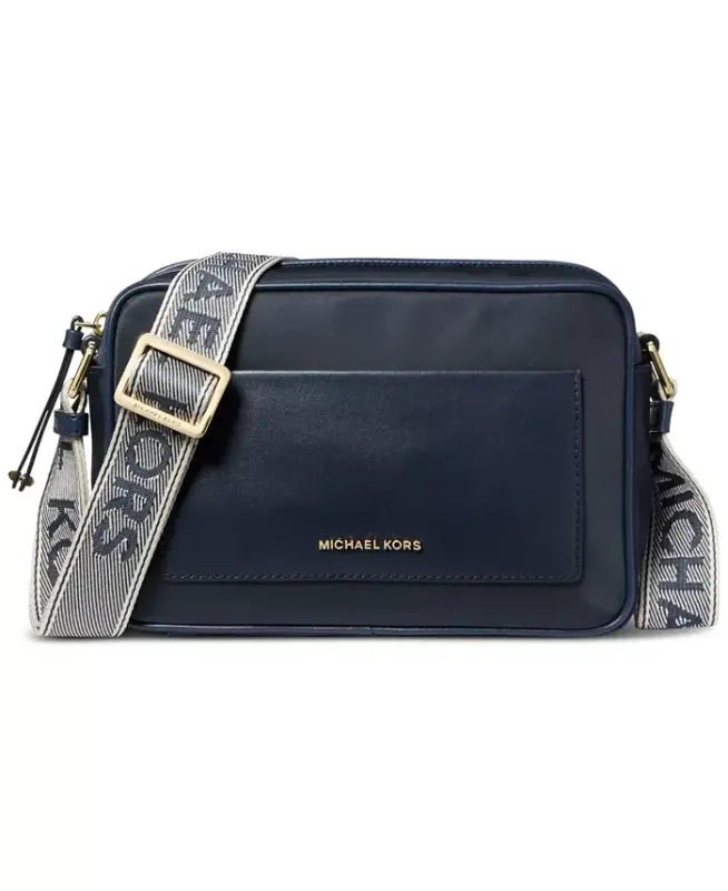 Logo Large Nylon Crossbody with Webbing Strap -Navy - MICHAEL KORS