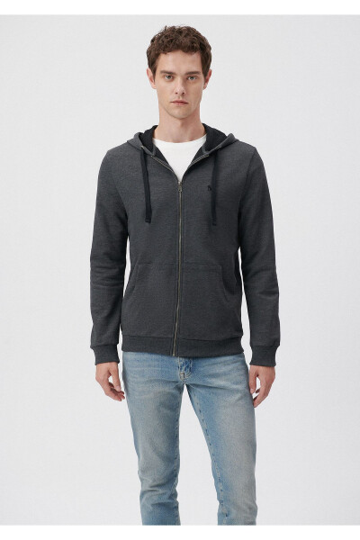 Logolu Fermuarlı Gri Sweatshirt 065582-29758 - MAVI (1)