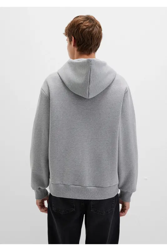 Mühür Logo Nakışlı Kapüşonlu Fermuarlı Gri Sweatshirt 066979-34686 - (No Color) - 5