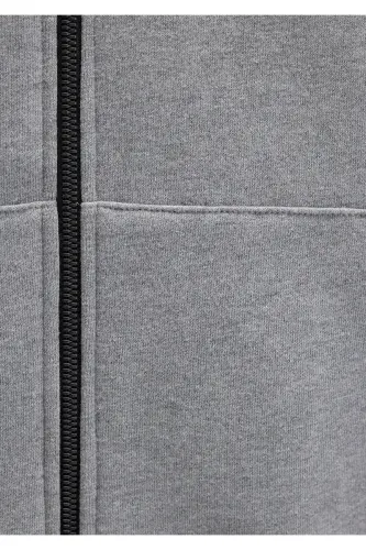 Mühür Logo Nakışlı Kapüşonlu Fermuarlı Gri Sweatshirt 066979-34686 - (No Color) - 8