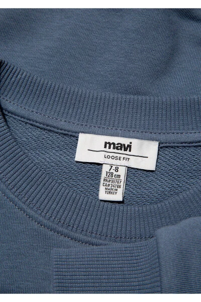 Logo Baskılı Crop Sweatshirt 7s10078-70871-Mavi - 5