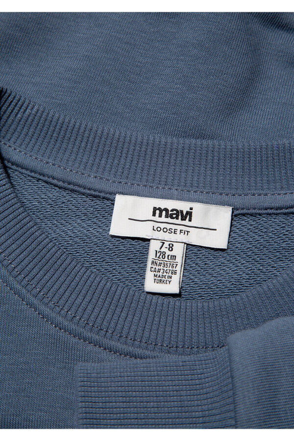 Logo Baskılı Crop Sweatshirt 7s10078-70871-Mavi - 5