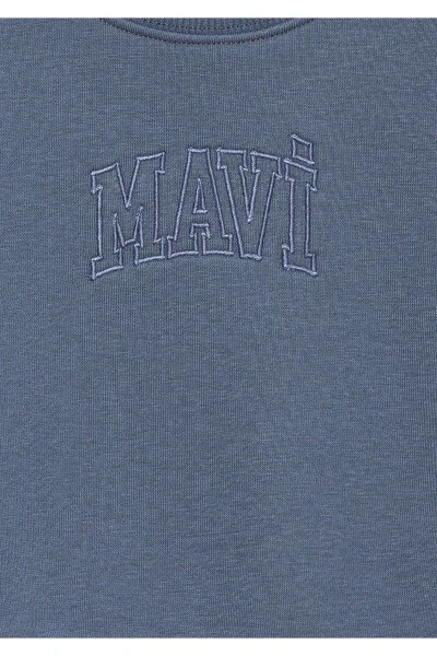 Logo Baskılı Crop Sweatshirt 7s10078-70871-Mavi - 6