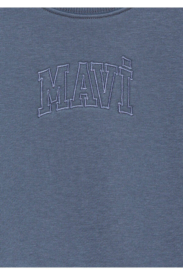 Logo Baskılı Crop Sweatshirt 7s10078-70871-Mavi - 6