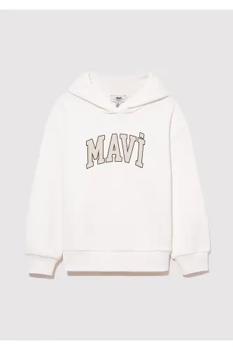 Логотип Печатью Толстовка С капюшоном Белый - MAVI (1)