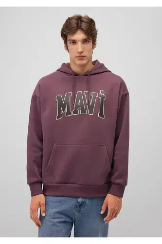 Logotipi bosilgan kapüşonli jigarrang svitşot 067149-70260-Jigarrang - 3