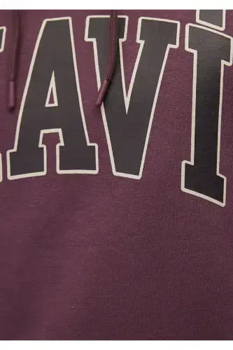 Logotipi bosilgan kapüşonli jigarrang svitşot 067149-70260-Jigarrang - 6