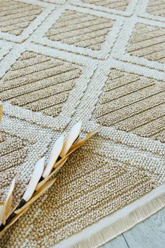 Lola İskandinav Dokuma Bukleli Bej Modern Salon Halısı Mutfak Halısı Koridor Halısı Yolluk - Krem Bej - DECOMIA HOME (1)