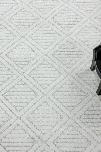 Lola İskandinav Dokuma Bukleli Beyaz Modern Salon Halısı Mutfak Halısı Koridor Halısı Yolluk-Kırık Beyaz - 4