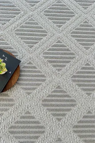Lola İskandinav Dokuma Bukleli Gri Modern Kaymaz Salon Halısı Mutfak Halısı Koridor Halısı Yolluk - Gri - 3