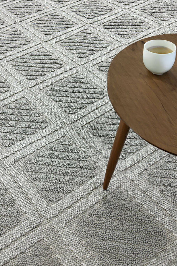 Lola Scandinavian Woven Boucle Grey Modern Non-Slip Living Room Rug Kitchen Rug Hallway Rug Runner - 3