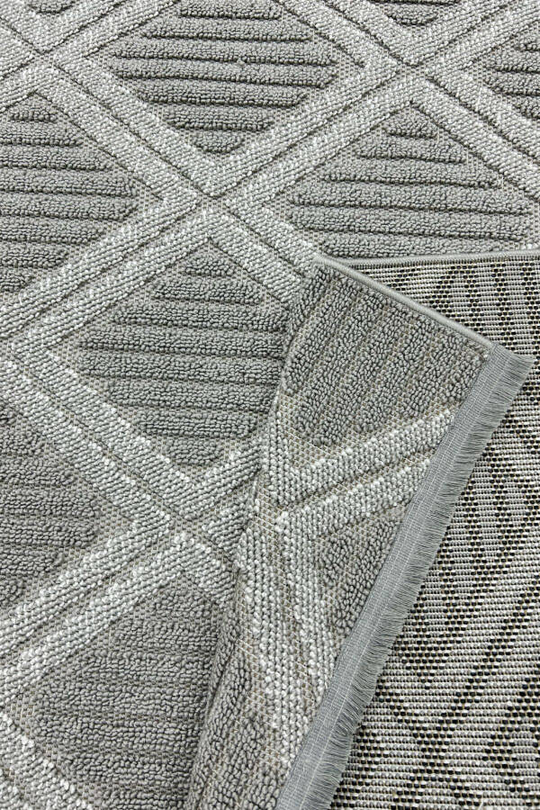 Lola Scandinavian Woven Boucle Grey Modern Non-Slip Living Room Rug Kitchen Rug Hallway Rug Runner - 5