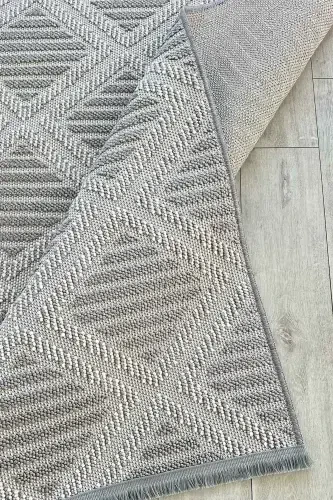 Lola Scandinavian Woven Boucle Grey Modern Non-Slip Living Room Rug Kitchen Rug Hallway Rug Runner - 3
