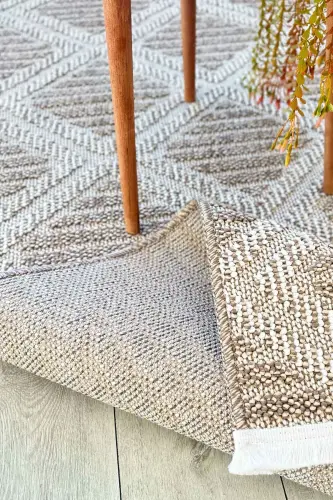 Lola Scandinavian Woven Boucle Mink Brown Modern Living Room Rug Kitchen Rug Hallway Rug Runner - Mink Brown - 4