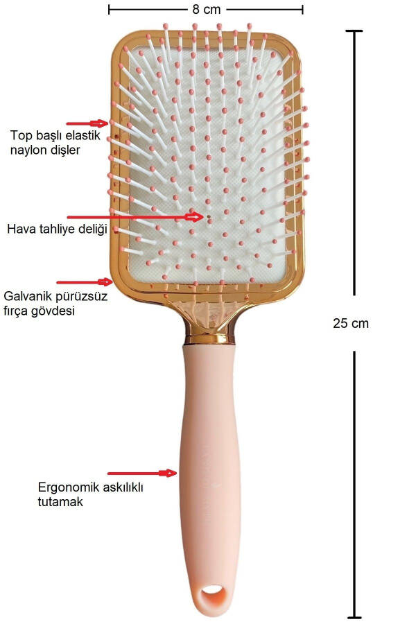 Lom1041 Premium Saç Açma Tarama Fırçası, Antistatik, Galvanik (rose Gold) - 3