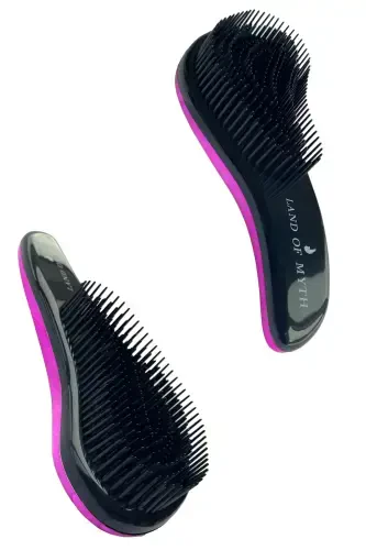 Lom11015 Chigal sochlarni ochuvchi taroq Kattalar va bolalar uchun tugunlarni yechuvchi soch cho'tkasi (ROSE PINK BLACK)-ROSE PINK BLACK - 3