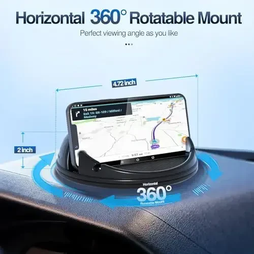Loncaster 2 Pack Car Phone Holder Mount, [Gorizontal 360° Aylanadigan] Silikon Telefon O'rnatish, Avtomobil paneli uchun Qo'lsiz Mobil Telefon Ulagichi iPhone 16 15 14 13 12 Pro Max bilan mos keladi - LONCASTER (1)