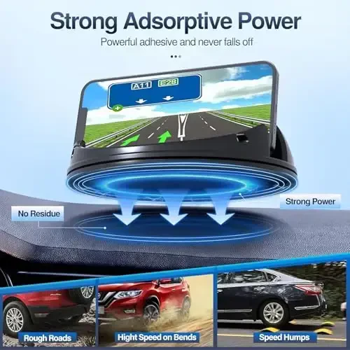 Loncaster 2 Pack Car Phone Holder Mount, [Horizontal 360° Rotatable] Silicone Phone Mount for Car Dashboard, Hands Free Cell Phone Holder Compatible with iPhone 16 15 14 13 12 Pro Max - 3