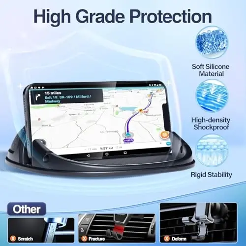 Loncaster 2 Pack Dashboard Car Phone Holder Mount, Universal Cell Phone Automobile Cradles Ultra Stable Slip Free Hands Free Car Accessories Compatible for iPhone, Most Smartphones and GPS - 4