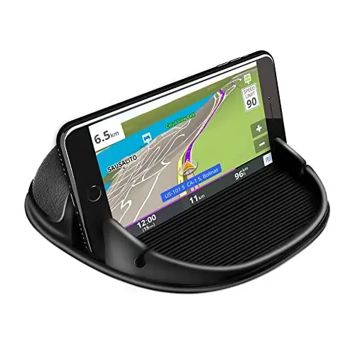 Loncaster Car Phone Holder, Car Phone Mount Silicone Car Pad Mat for Various Dashboards, Slip Free Desk Phone Stand Compatible with iPhone, Samsung, Android Smartphones, GPS Devices and More, Black - LONCASTER