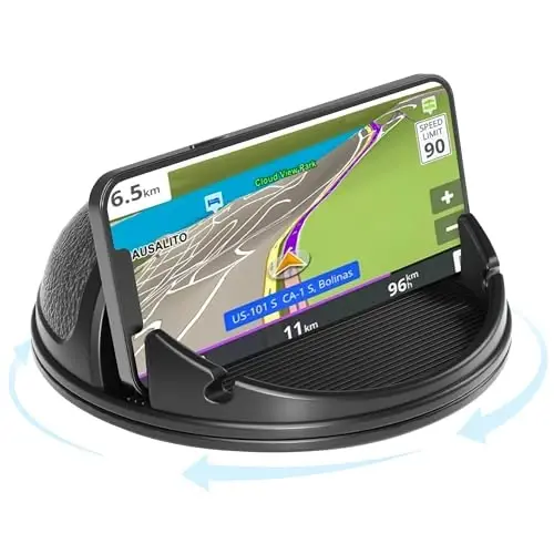 Loncaster Car Phone Holder Mount, [Horizontal 360° Rotatable] Silicone Phone Mount for Car Dashboard, Hands Free Cell Phone Holder Car Compatible with iPhone 16 15 14 13 12 Pro Max Samsung Phones - 1