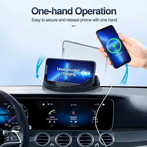 Loncaster Car Phone Holder Mount, [Horizontal 360° Rotatable] Silicone Phone Mount for Car Dashboard, Hands Free Cell Phone Holder Car Compatible with iPhone 16 15 14 13 12 Pro Max Samsung Phones - 5