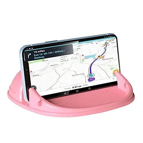 Loncaster Car Phone Holder, Car Phone Mount Silicone Car Pad Mat for Various Dashboards, Slip Free Phone Stand Compatible with iPhone, Samsung, Pink - LONCASTER