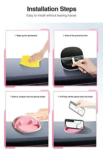 Loncaster Car Phone Holder, Car Phone Mount Silicone Car Pad Mat for Various Dashboards, Slip Free Phone Stand Compatible with iPhone, Samsung, Pink - 5