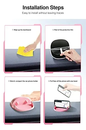 Loncaster Car Phone Holder, Turli xil asboblar paneli uchun avtomobil telefon o'rnatgichi silikon avtomobil yostig'i, iPhone, Samsung, pushti bilan mos keladigan sirpanmaydigan telefon stendi - 5